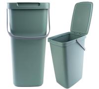 KADAX - 20 litri - Pattumiera con coperchio e maniglia, in plastica, per la raccolta dei rifiuti, rettangolare, con coperchio a cerniera - verde