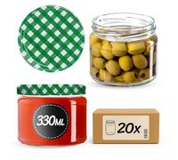 KADAX 20 vasetti per conserve con tappo a vite, per marmellate, marmellate, marmellate, miele, vasetti con tappo a vite (verde a quadretti)