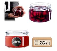 KADAX 20 vasetti per conserve da 250 ml, con coperchio Twist-Off fi82, per dessert, ermetici e lavabili in lavastoviglie, vetro a parete spessa, scelta di tappi a vite (senza coperchio)