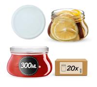 KADAX 20 vasetti per conserve da 300 ml con coperchio a vite fi82 mm, in miniatura per miele e spezie, vasetti per marmellata con coperchio, vasetti ermetici da regalare