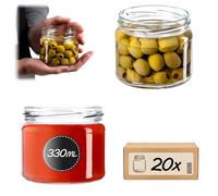KADAX 20 vasetti per conserve da 330 ml, per marmellate, confetture, miele, barattoli con tappo a vite (senza coperchio)