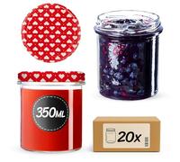 KADAX 20 vasetti per conserve da 350 ml con coperchio a vite fi82 mm, per funghi, confetture, miele, barattoli per marmellate con coperchio, barattoli ermetici da regalare