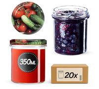 KADAX 20 vasetti per conserve da 350 ml con coperchio a vite fi82 mm, per funghi, confetture, miele, barattoli per marmellate con coperchio, barattoli ermetici da regalare