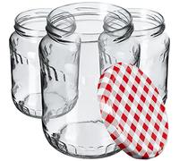 KADAX 48 vasetti per conserve da 720 ml, ideali per conserve e conservare, vasetti con tappo a vite, per conserve con tappo a vite, Twist Off to 82, vasetti da inserire (rosso a quadretti)