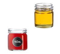 KADAX 50 mini vasetti in vetro da 40 ml, per marmellate e miele fatti in casa, piccoli barattoli trasparenti per conservare spezie ed erbe aromatiche