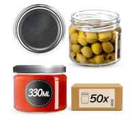 KADAX 50 vasetti per conserve con coperchio a vite, vasetti per marmellata da 330 ml, barattoli per conserve per marmellate, confetture, miele, vasetti con chiusura a vite (Argento)
