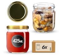 KADAX 6 barattoli per conserve da 425 ml con coperchio a vite fi82 mm, per conservare, conservare e preparare i pasti, ermetici Twist-off (oro/6 pezzi)