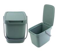 KADAX - 6 l - Pattumiera con coperchio e manico, in plastica, per la raccolta dei rifiuti, rettangolare, con coperchio ribaltabile - verde