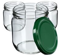 KADAX 6 vasetti da 425ml con coperchio a vite fi82 mm per inscatolamento, conservazione e preparazione dei pasti - Barattoli ermetici con chiusura twist-off (Verde/6 pezzi)