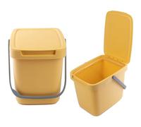 KADAX - 6L - Pattumiera con coperchio e manico, in plastica, per la raccolta dei rifiuti, rettangolare, con coperchio ribaltabile - giallo