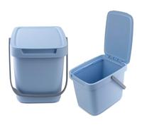 KADAX - 6L - Pattumiera con coperchio e manico, in plastica, per la raccolta dei rifiuti, rettangolare, con coperchio ribaltabile - blu