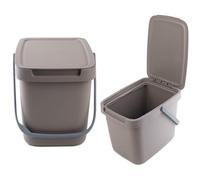 KADAX - 6L - Pattumiera con coperchio e manico, in plastica, per la raccolta dei rifiuti, rettangolare, con coperchio ribaltabile - marrone