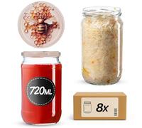 KADAX 8 pezzi Vasetti da 720ml con coperchio a vite fi82 mm per inscatolamento, conservazione e preparazione dei pasti - Barattoli ermetici a chiusura twist-off (a nido d'ape / 8 pezzi)