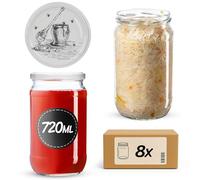KADAX 8 vasetti per conserve da 720 ml con coperchio a vite fi82 mm, per conservare, conservare e preparare i pasti, ermetici Twist-off (vaso per miele/8 pezzi)
