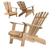 KADAX Adirondack - Sedia da giardino in legno, con schienale alto e braccioli, sedia relax, per esterni, in legno (scuro)