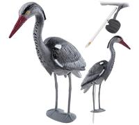 KADAX Airone grigio, spaventapasseri in plastica, statuetta decorativa in piedi, protezione contro i pesci, spaventapasseri, spaventapasseri, per giardino, stagno (70 cm)
