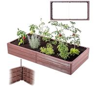 KADAX Aiuola da giardino, aiuola rialzata, aiuola per la coltivazione di verdure e fiori ed erbe, aiuola, aiuola di erbe, aiuola di verdure, telaio per aiuole in plastica (marrone rettangolare)