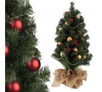 KADAX Albero di Natale Artificiale, 80 cm, Piccolo Con 105 Rami, Mini Abete Con Iuta, Tavolo in Pellicola di PVC, Sintetico (Klaus 80 cm)