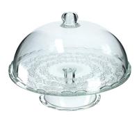 KADAX Alzata per torte con coperchio, Piatto per torte trasparente con piede, Elegante vassoio per torte in vetro, Campana per torte in vetro, Robusto piatto da portata (Ø 29 cm rotondo)