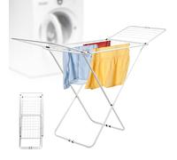 KADAX Stendibiancheria con ali, lunghezza 18 m/23 m, stendibiancheria in acciaio verniciato a polvere, asciugatrice pieghevole (bianco/2 ale)