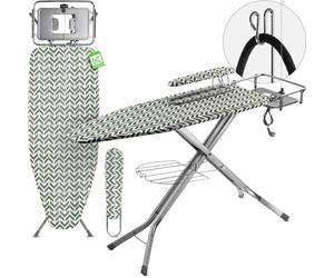 KADAX Asse da Stiro a Vapore Pieghevole con Altezza Regolabile, Supporto per Ferro con Caldaia, Presa Elettrica e Stiramaniche (Verde, 130 x 48 cm)