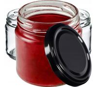 KADAX Barattoli Ermetici di Vetro da 200 ml, Vassetti Piccoli con Coperchio a Vite per Conserve di Frutta, Marmellate e Miele (Set di 100, Nero)