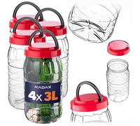 KADAX Barattoli da 3 l con coperchio, set da 4 pezzi, contenitori in plastica, contenitori per alimenti, contenitori di plastica, contenitori di plastica