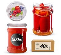 KADAX Barattoli da 500ml per conserve con coperchio a vite da 82 mm, vasetti per alimenti, vasetti per marmellata, barattolo per conserve di frutta, verdura, miele e conserve, vasetto per marmellata