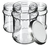 KADAX Barattoli da 500ml per conserve con coperchio a vite da 82 mm, vasetti per alimenti, vasetti per marmellata, barattolo per la conservazione di frutta, verdura, miele e conserve, vasetto (Argento