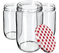 KADAX Barattoli per conserve, 720 ml, vasetti per conserve, vasetti per coperchi a vite, vasetti per marmellate, barattoli per marmellate, barattoli per conserve (a quadretti rossi, 48 pezzi)