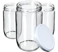 KADAX Barattoli per conserve, 720 ml, vasetti per conserve, vasetti per coperchi a vite, vasetti per marmellate, barattoli per marmellate, barattoli per conserve, barattoli rotondi (bianco/8 pezzi)
