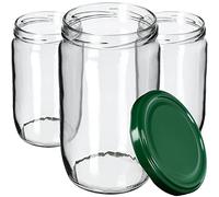 KADAX Barattoli per conserve, 720 ml, vasetti per conserve, vasetti per coperchi a vite, vasetti per marmellate, vasetti in vetro per conserve, barattoli rotondi (verde/48 pezzi)