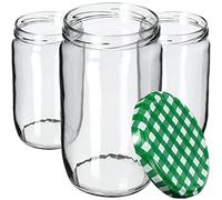 KADAX Barattoli per conserve, 720 ml, vasetti per conserve, vasetti per coperchi a vite, vasetti per marmellate, barattoli per marmellate, barattoli per conserve, barattoli rotondi (verde a
