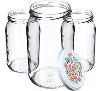 KADAX Barattoli per conserve, 900 ml, in vetro per conserve, per coperchi a vite, utilizzabili come vasetti per marmellate, barattoli per conserve (48 pezzi, folklore)