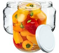 KADAX Barattoli per conserve da 1,7 l, fi89 mm, vasetti per conserve, cetriolo, barattoli per conserve, barattoli rotondi, con coperchio a vite (coperchio bianco, 4 pezzi)