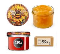 KADAX Barattoli per conserve da 235 ml con tappo a vite fi82 mm, piccoli barattoli per marmellata e miele, vasetti in vetro (ape gialla, 50 pezzi)