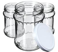 KADAX Barattoli per conserve da 500 ml, vasetti con coperchio a vite da fi82 mm, barattoli per conserve, barattolo in vetro per la conservazione di frutta, verdura, miele e conserve, vasetto (Bianco