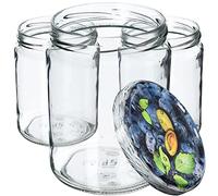 KADAX Barattoli per conserve da 540 ml, per coperchi a vite, vasetti per marmellate, barattoli per marmellate, barattoli per conserve, barattoli rotondi (prugne / 8 pezzi)