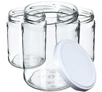 KADAX Barattoli per conserve da 540 ml, per coperchi a vite, vasetti per marmellate, barattoli per marmellate, barattoli per conserve, barattoli rotondi (bianco/8 pezzi)