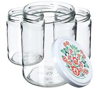 KADAX Barattoli per conserve, da 540 ml, per coperchi a vite, vasetti per marmellate, barattoli per marmellate, barattoli per conserve, barattoli rotondi (folklore, 8 pezzi)