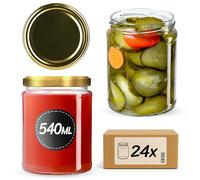 KADAX Barattoli per conserve da 540 ml, set da 24 vasetti rotondi con coperchio a vite, motivo "oro", per conservare, conservare marmellate, frutta e verdura