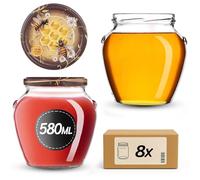 KADAX Barattoli per conserve da 580 ml con tappo a vite fi82 mm, barattoli a vite con coperchio, barattoli per conserve, vasetti per conserve di miele, frutta e verdura, 8 pezzi