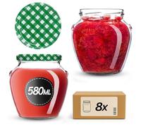 KADAX Barattoli per conserve da 580 ml con tappo a vite fi82 mm, barattoli a vite con coperchio, barattoli per conserve, vasetti per conserve di miele, frutta e verdura, 8 pezzi