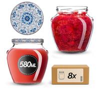 KADAX Barattoli per conserve da 580 ml con tappo a vite fi82 mm, vasetti a vite con coperchio, vasetti per miele, frutta e verdura, 8 pezzi