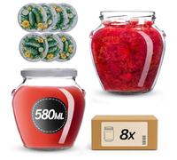 KADAX Barattoli per conserve da 580 ml con tappo a vite fi82 mm, vasetti a vite con coperchio, vasetti per miele, frutta e verdura, 8 pezzi