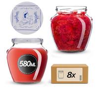 KADAX Barattoli per conserve da 580 ml con tappo a vite fi82 mm, vasetti a vite con coperchio, vasetti per miele, frutta e verdura, vasetti per marmellata (cuoca, 8 pezzi)