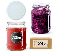 KADAX Barattoli per conserve da 720 ml, vasetti per conserve con tappo a vite, barattoli con tappo a vite, vasetti per conserve, barattoli per conserve, contenitori per conserve (bianco/24 pezzi)