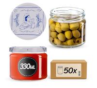 KADAX Barattoli per marmellata, 330 ml, con tappo a vite fi82 mm, per marmellate, miele e confetture, vasetti in vetro, barattoli con coperchio (cuoca, 50 pezzi)