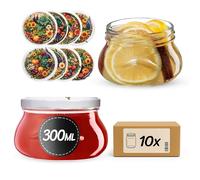 KADAX Barattoli per marmellata da 300 ml con tappo a vite fi82 mm, piccoli barattoli per miele e spezie, barattoli per marmellata con coperchio, barattoli ermetici da regalare (aiuola, 10 pezzi)