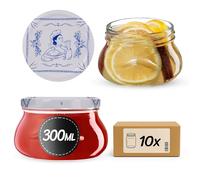 KADAX Barattoli per marmellata da 300 ml con tappo a vite fi82 mm, piccoli barattoli per miele e spezie, vasetti per marmellata con coperchio, vasetti ermetici da regalare (cuoca, 10 pezzi)